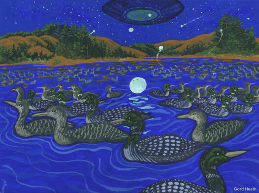 Artist's interpretation of lake full of loones just before witnesses experience missing time