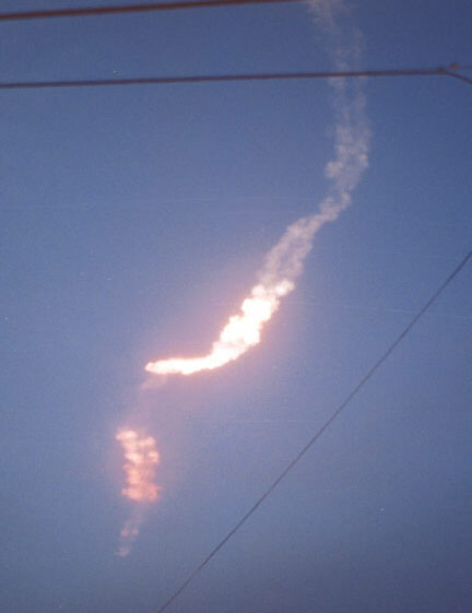 Photo of Fireball Contrail by Vince Fedoroff, Whitehorse Star